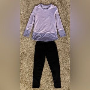 Girls Lavender Long Sleeve shirt size S & Black Thick Skinny Pants Size 8